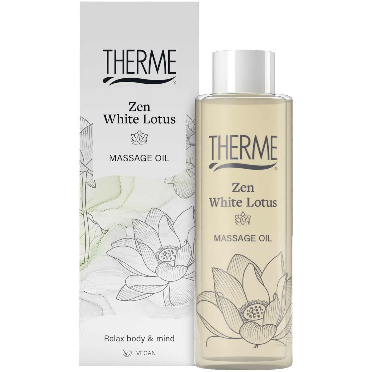 THERME, zen white lotus masažo aliejus, 125 ml