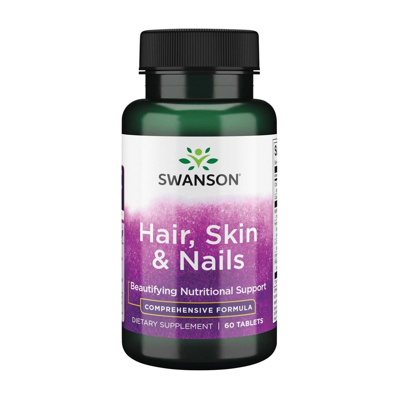 SWANSON, Hair, skin & nails (plaukams, odai ir nagams), 60 kaps.