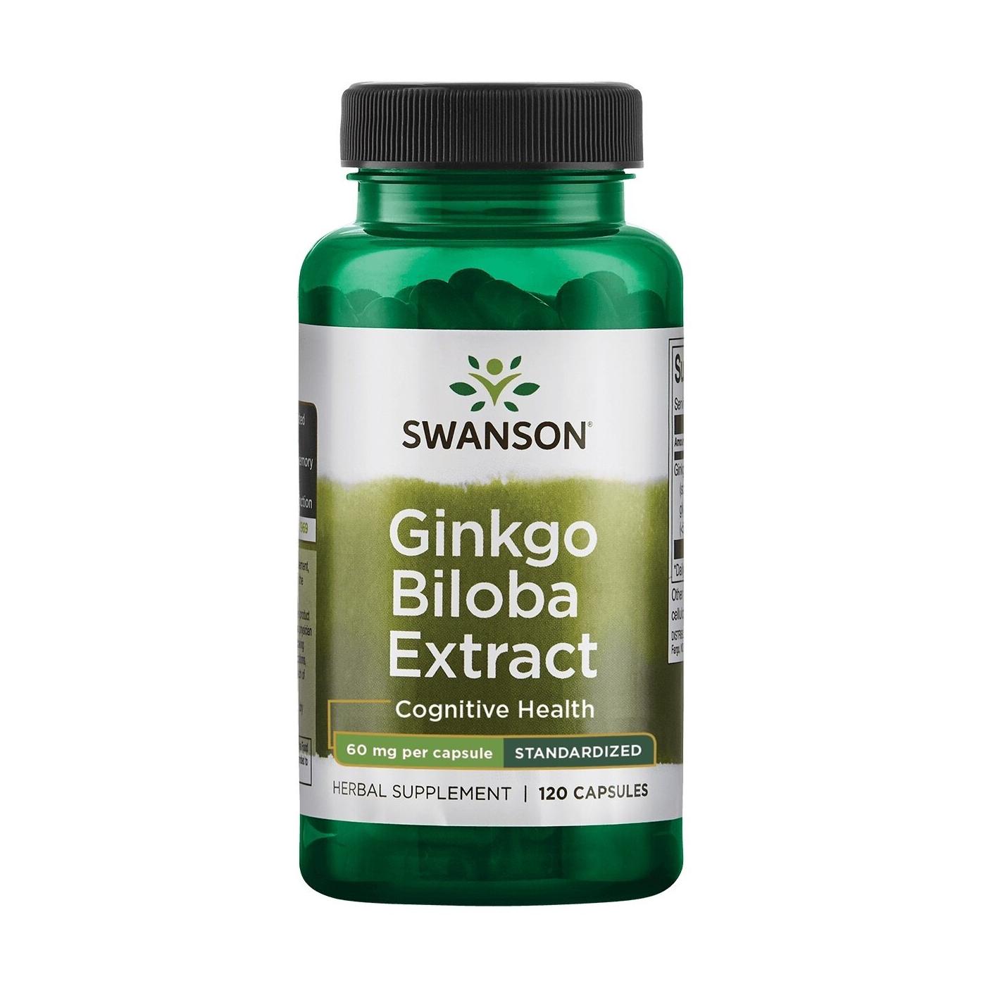 SWANSON, Ginkgo biloba standartizuota, 60mg, 120 kaps.