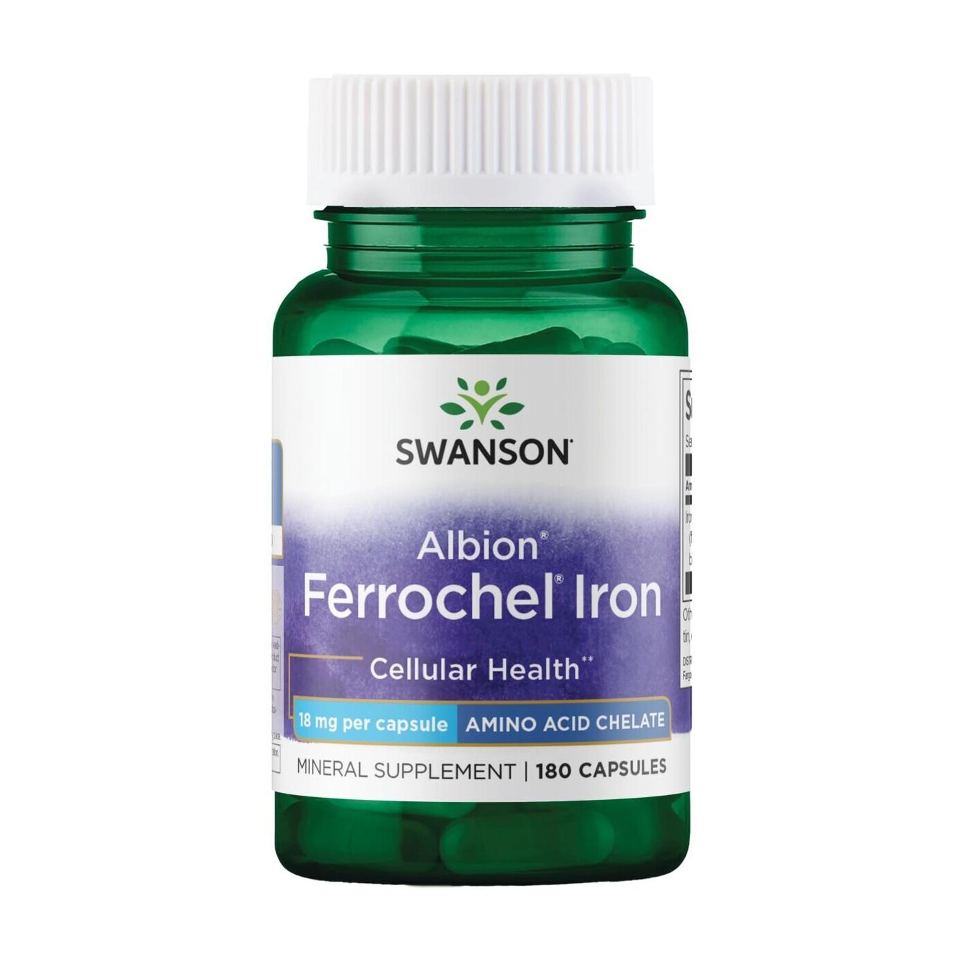 SWANSON, Geležies bisglicinatas, 180 kaps.