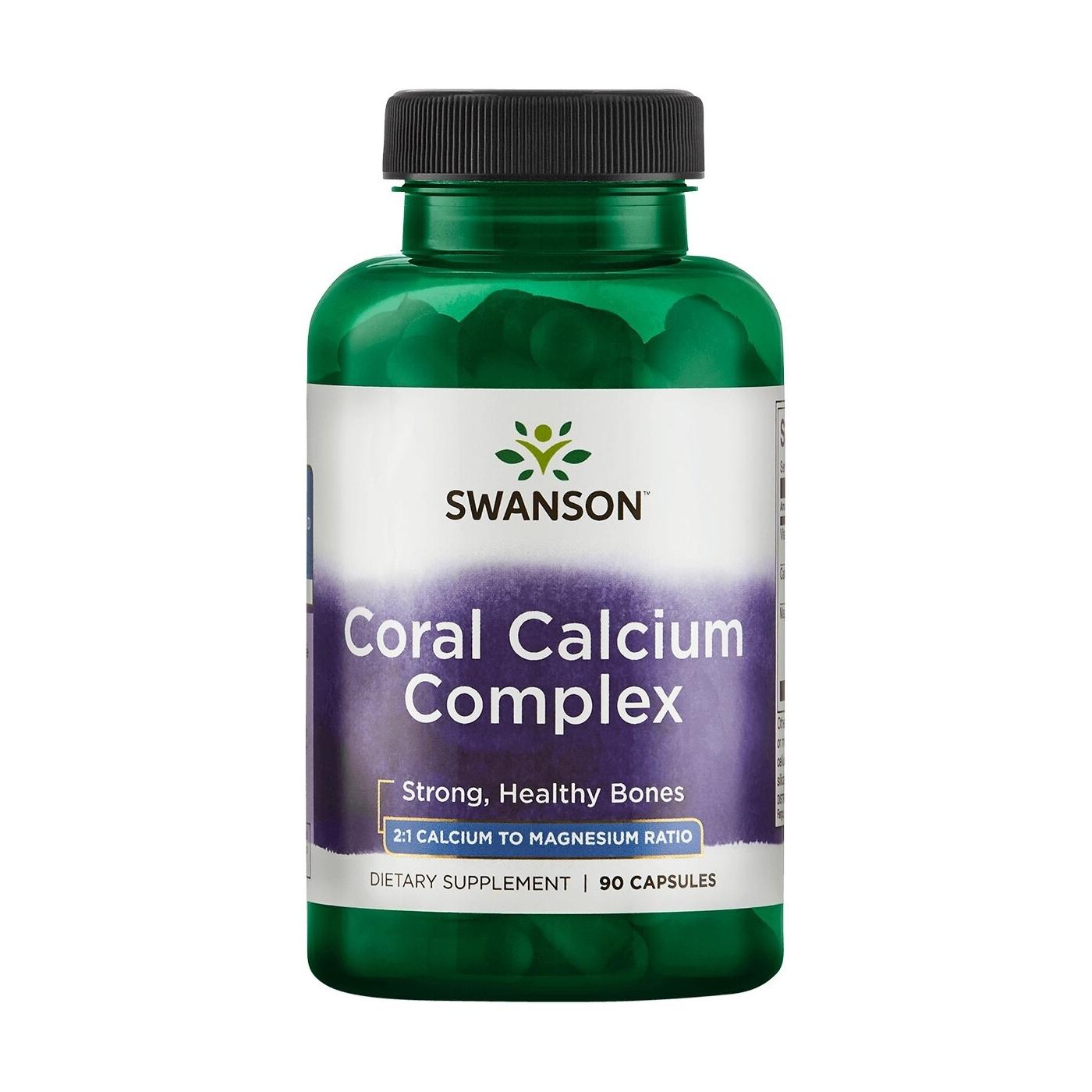 SWANSON, Koralų kalcis, vitaminas d3, magnis, 90 kaps.