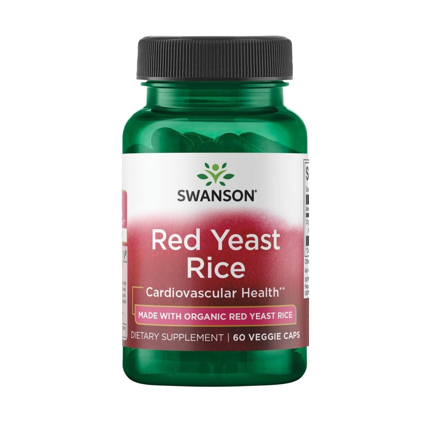 SWANSON, Raudonųjų mielių ryžiai (ekologiški jav), 600mg, 60 kaps.