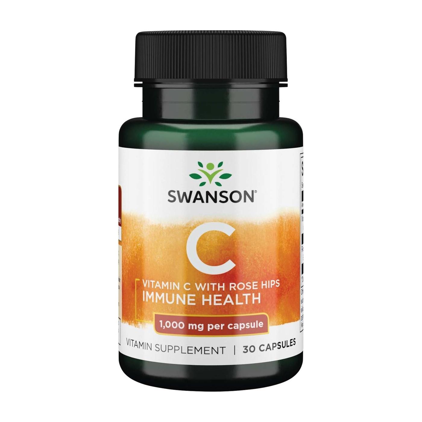 SWANSON, Vitaminas c su erškėtuogėmis, 1000mg, 30 kaps.