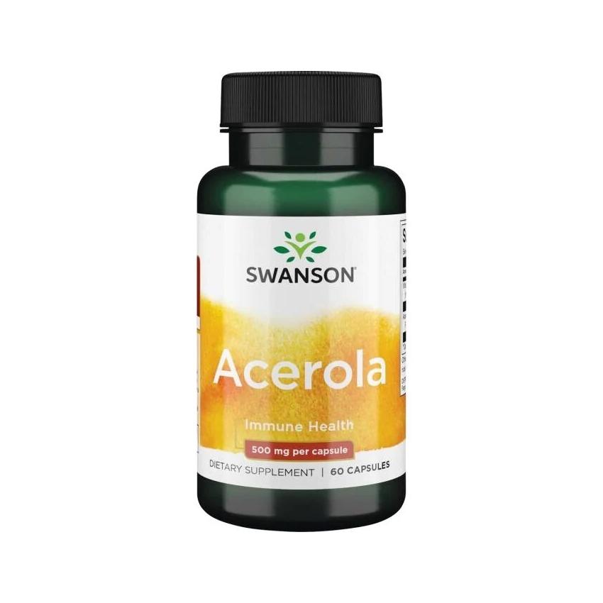 SWANSON, Acerola ir natūralus vitaminas c, 60 kaps.