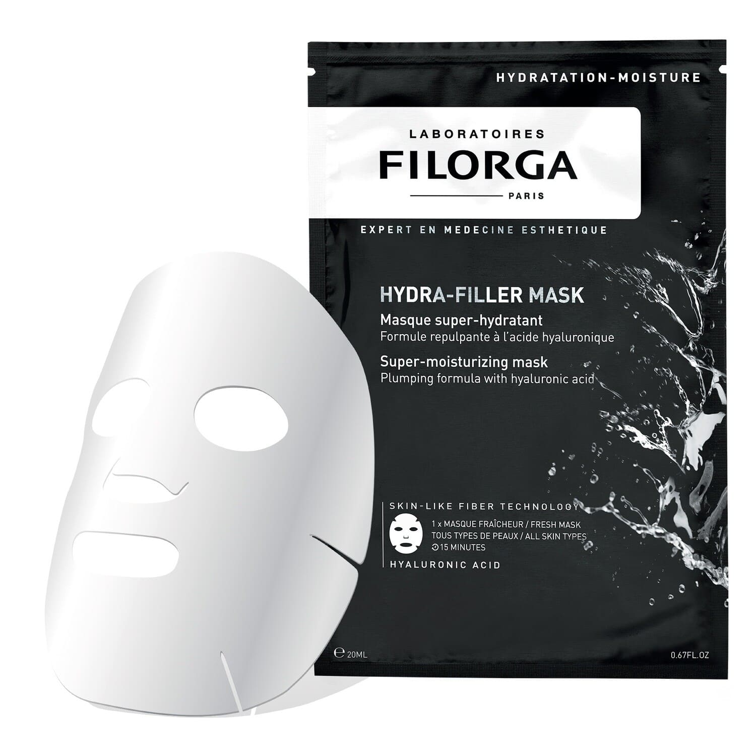 FILORGA lakštinė veido kaukė brandžiai, dehidratuotai odai HYDRA-FILLER MASK, 1 vnt.