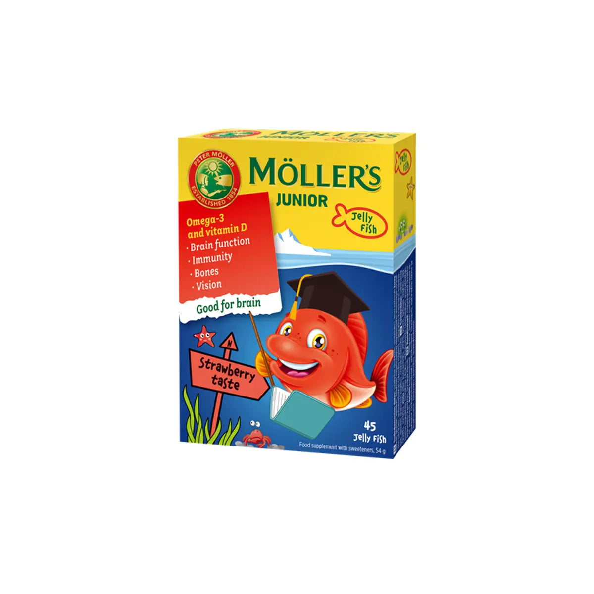MOLLER'S žuvų taukai JUNIOR, 45 kramtomosios žuvelės