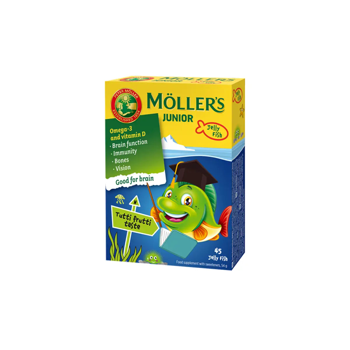 MOLLER'S žuvų taukai JUNIOR, 45 kramtomosios žuvelės
