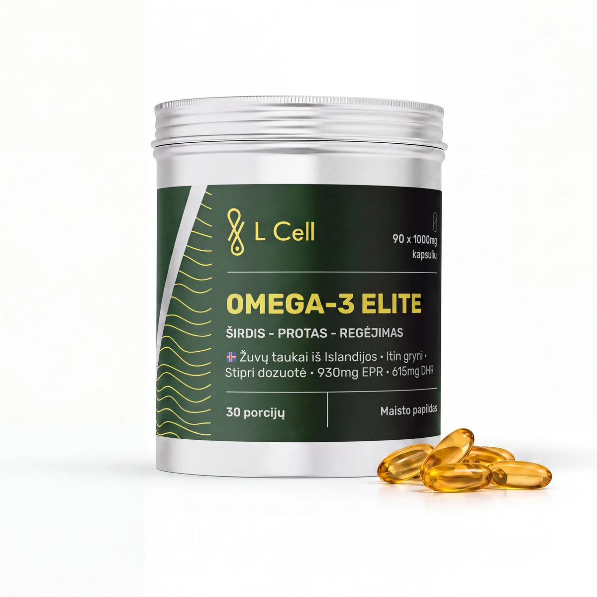 L Cell Omega 3 Elite žuvų taukai 1000mg, 90 kapsulių