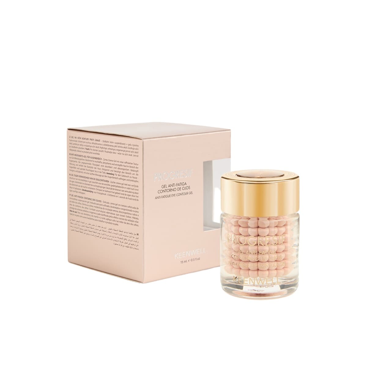 KEENWELL PROGRESIF nuovargio požymius mažinantis paakių gelis su kremo sferomis, 15ml