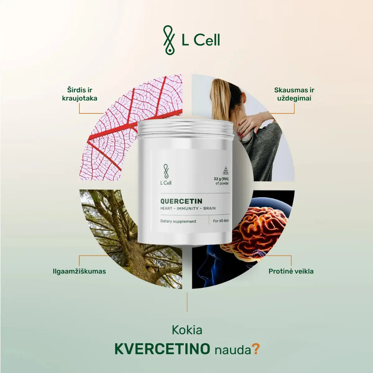 L Cell Kvercetinas 250 mg, 60 kapsulių