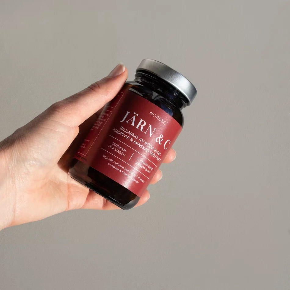 NORDBO biologiškai aktyvi geležis (bisglicinatas) su vitaminu C, 90 kaps.
