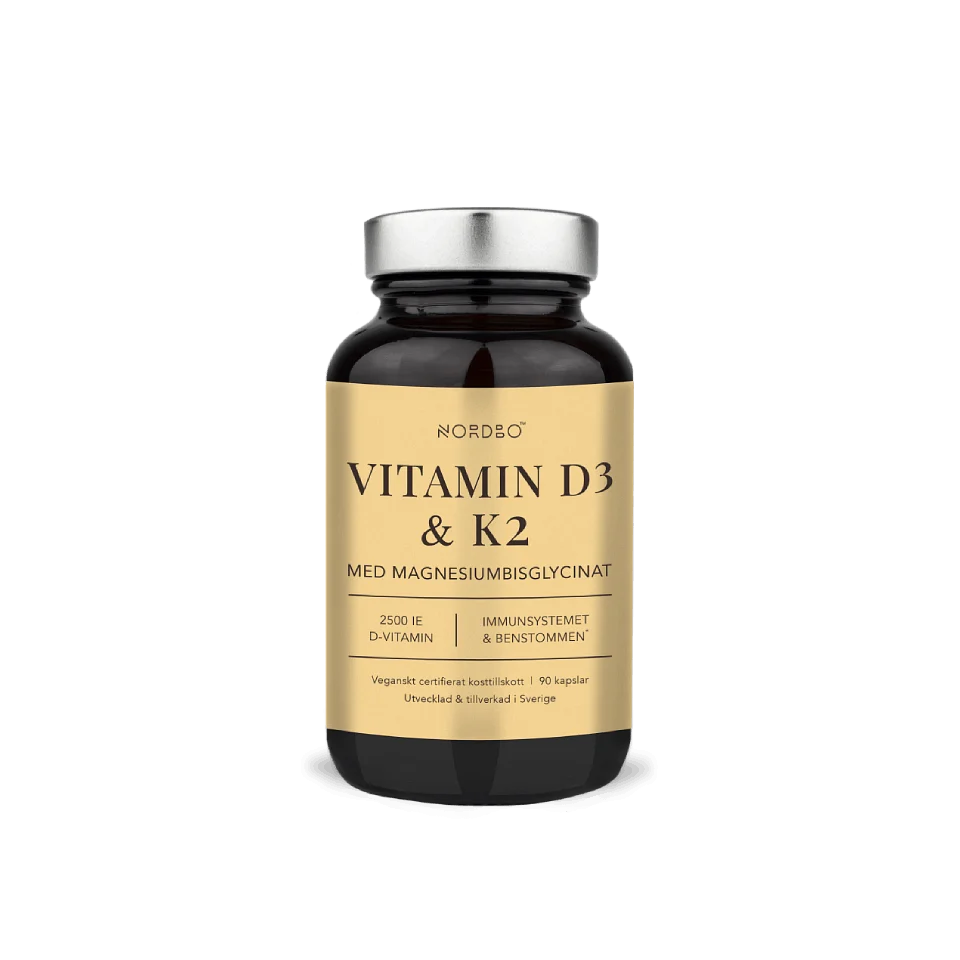 NORDBO vitaminas D3 + K2 + magnis , 90 kapsulių