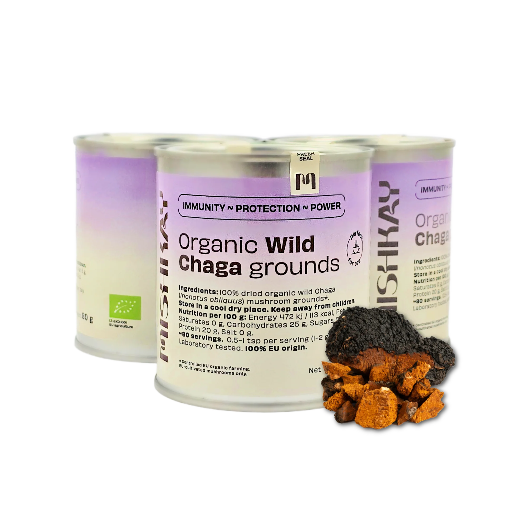 PJAUNU GRYBĄ, EKO džiovinti beržo juodgrybio grybų milteliai/granulės, 80 g