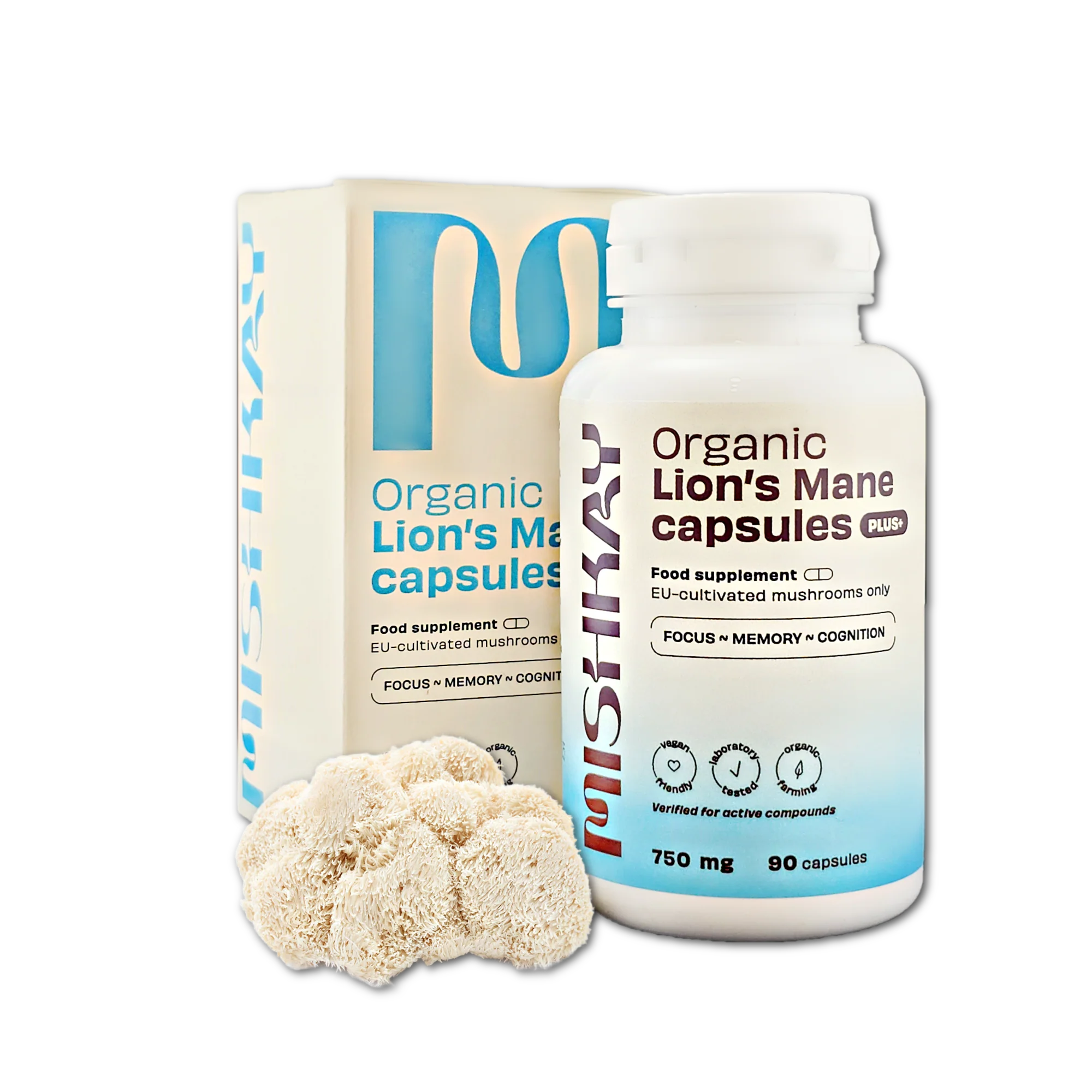 PJAUNU GRYBĄ, Eko lion‘s mane kapsulės PLUS+, 90 vnt, 750 mg