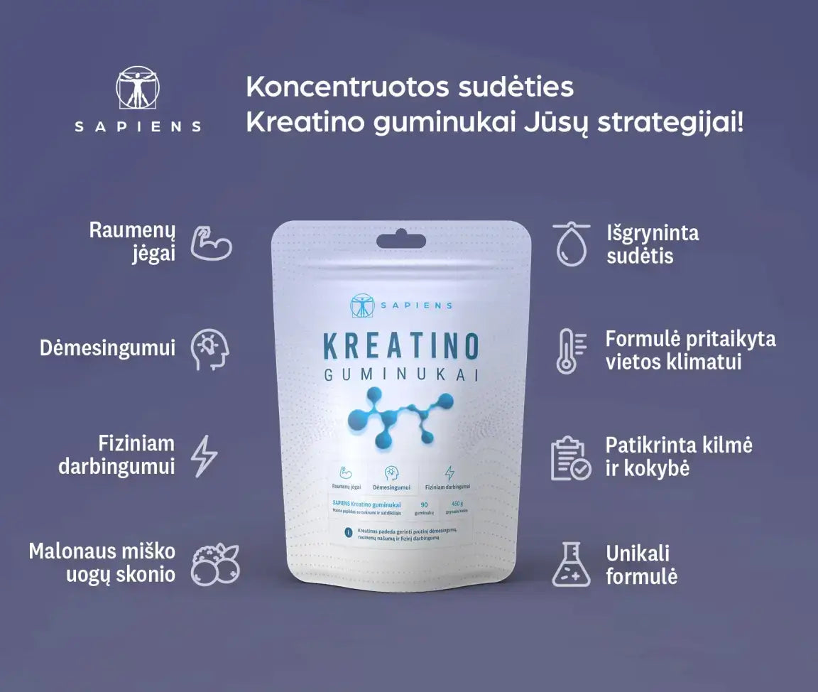 SAPIENS Kreatino guminukai, 90 guminukų