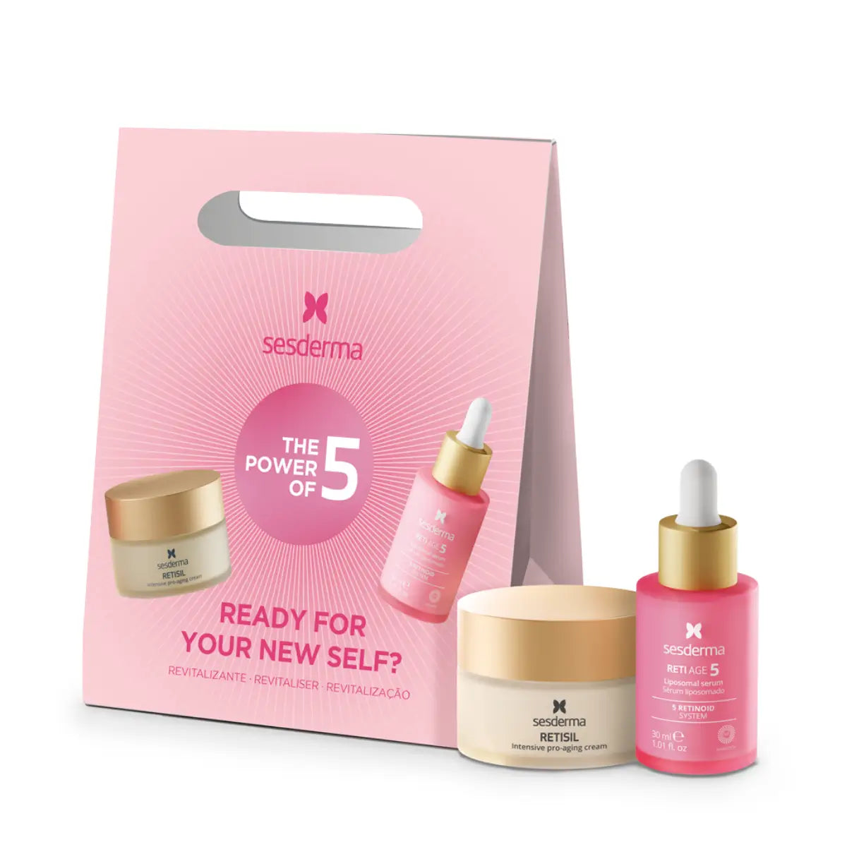 SESDERMA PROMO ANTI-AGING rinkinys (RETISIL INTENSIVE anti-aging veido kremas, 50 ml + RETI AGE 5 liposominis veido serumas, 30 ml)