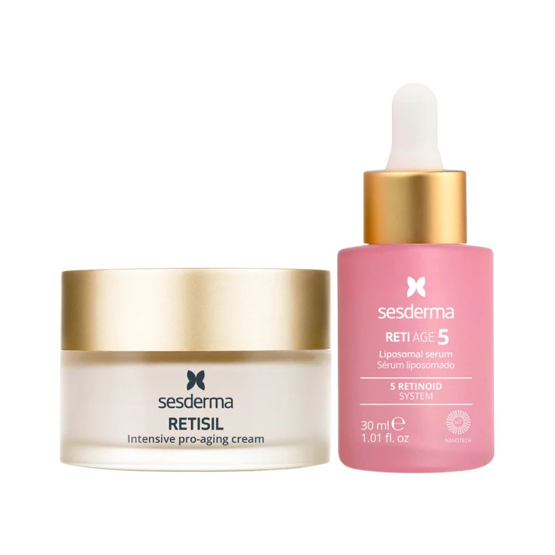 SESDERMA PROMO ANTI-AGING rinkinys (RETISIL INTENSIVE anti-aging veido kremas, 50 ml + RETI AGE 5 liposominis veido serumas, 30 ml)