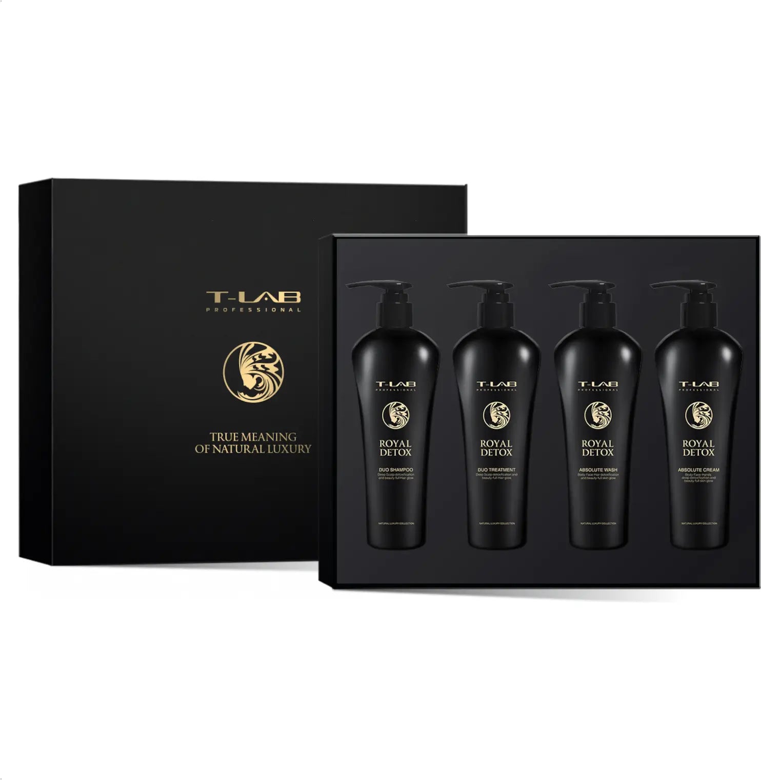 T-LAB Professional Royal Detox Whole Body Set Rinkinys silpniems, slenkantiems plaukams ir kūnui