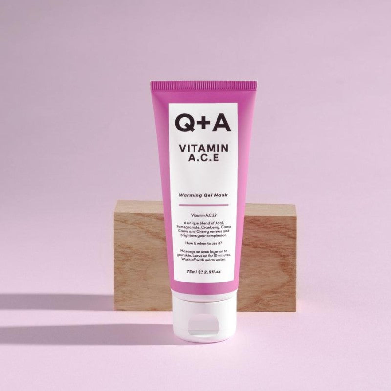 Q+A, Vitamin A.C.E Warming Gel Mask Gelinė gaivinamoji veido kaukė, 75ml