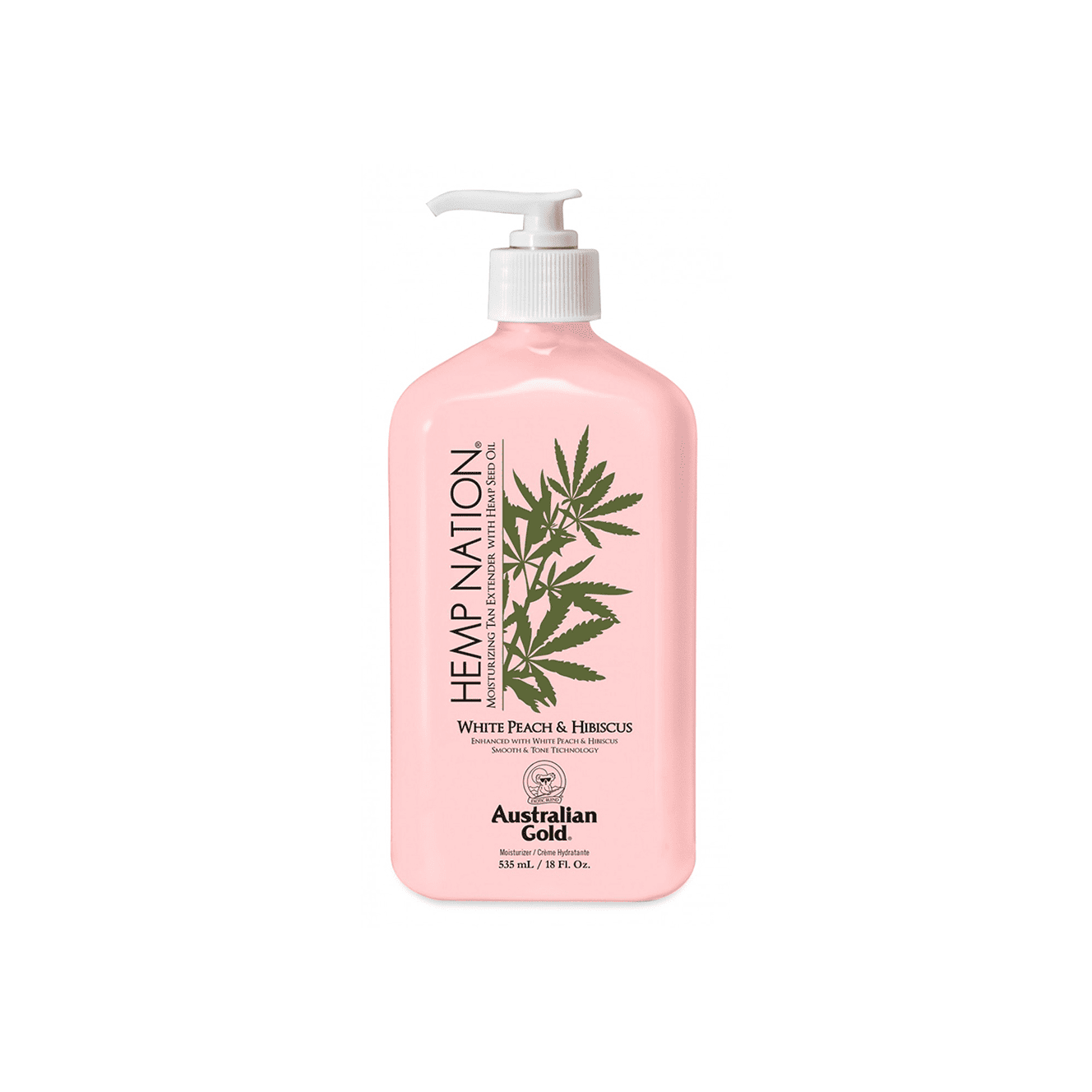 AUSTRALIAN GOLD HEMP NATION WHITE PEACH AND HIBISCUS BODY LOTION kasdienis kūno kremas 535ml