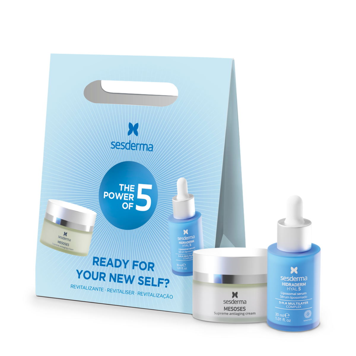 SESDERMA PROMO REVITALIZING rinkinys(MESOSES SUPREME anti-aging veido kremas, 50 ml +  HIDRADERM HYAL 5 liposominis veido serumas, 30 ml)