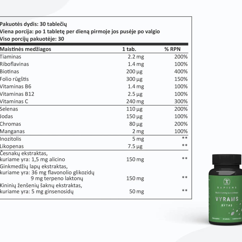 SAPIENS, Vitaminų rinkinys VYRAMS, 1 vnt