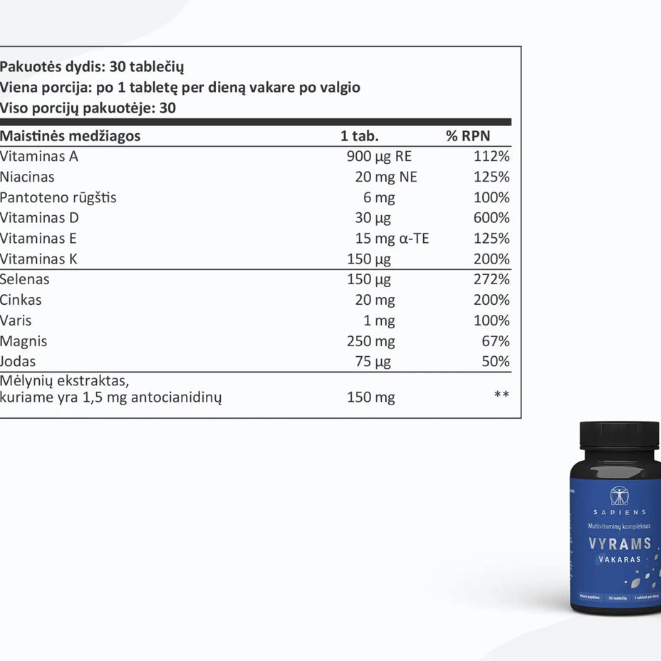 SAPIENS, Vitaminų rinkinys VYRAMS, 1 vnt