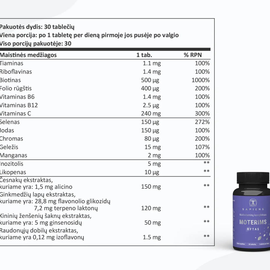 SAPIENS, Vitaminų rinkinys MOTERIMS, 1 vnt