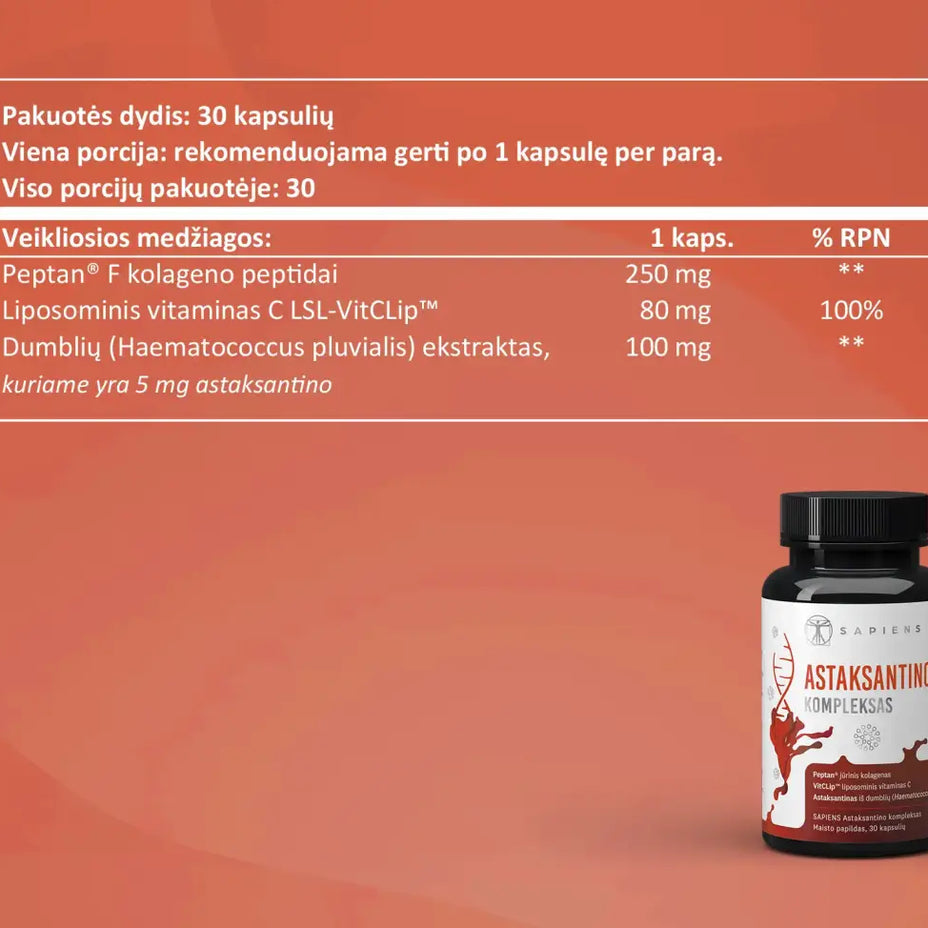 SAPIENS, Astaksantino kompleksas, 30 kapsulių