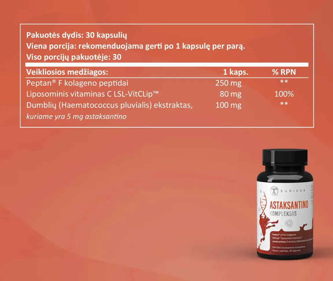 SAPIENS, Astaksantino kompleksas, 30 kapsulių