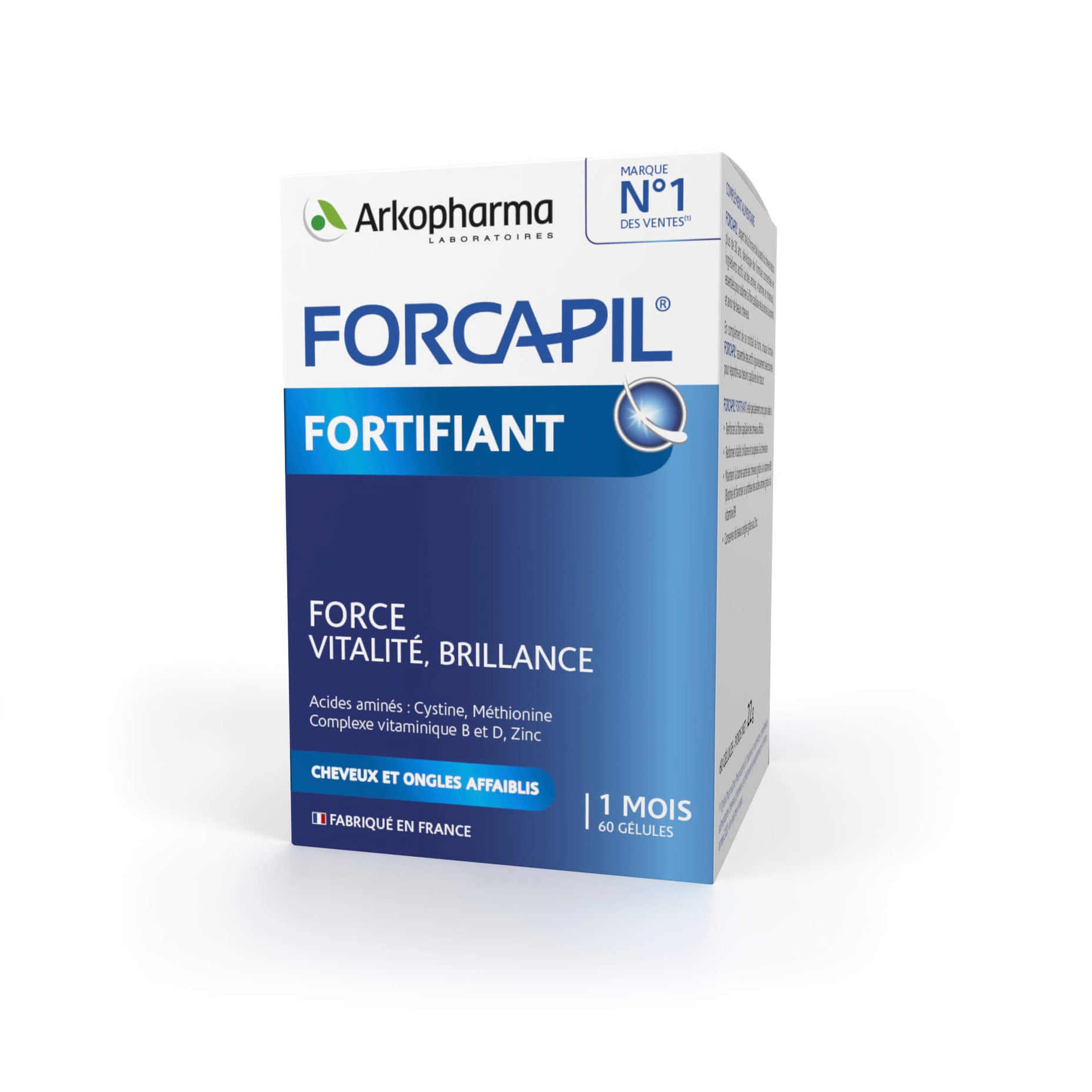 FORCAPIL® FORTIFIANT, maisto papildas pažeistiems plaukams ir nagams, 60 kapsulių