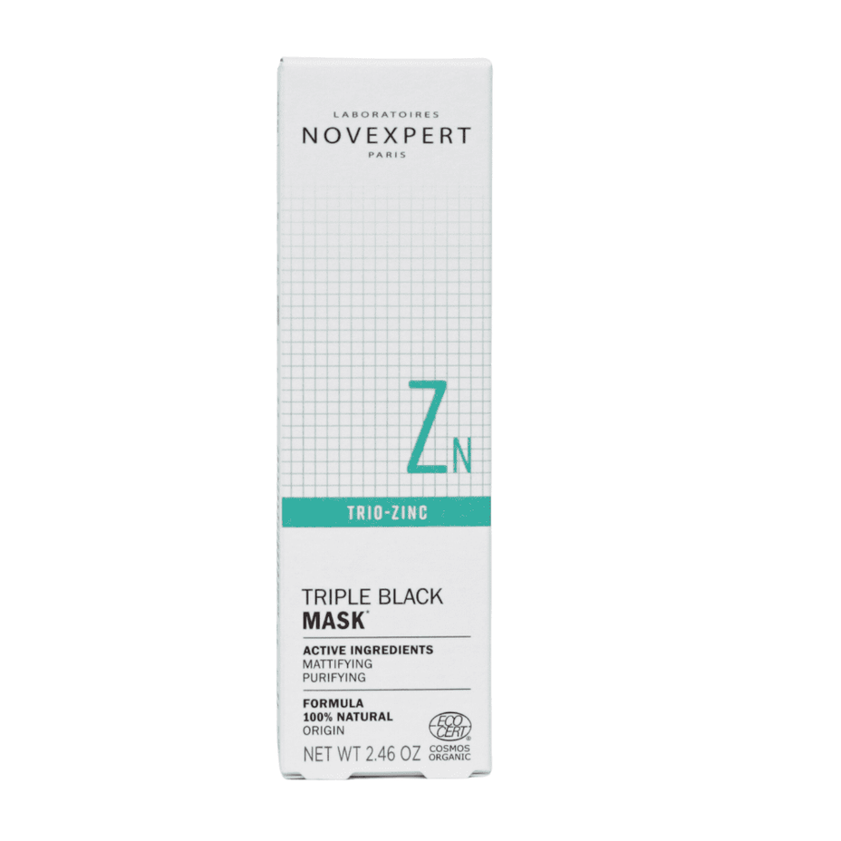 NOVEXPERT trejopo poveikio juoda, valomoji kaukė veidui su Trio-Zink kompleksu, 70 g