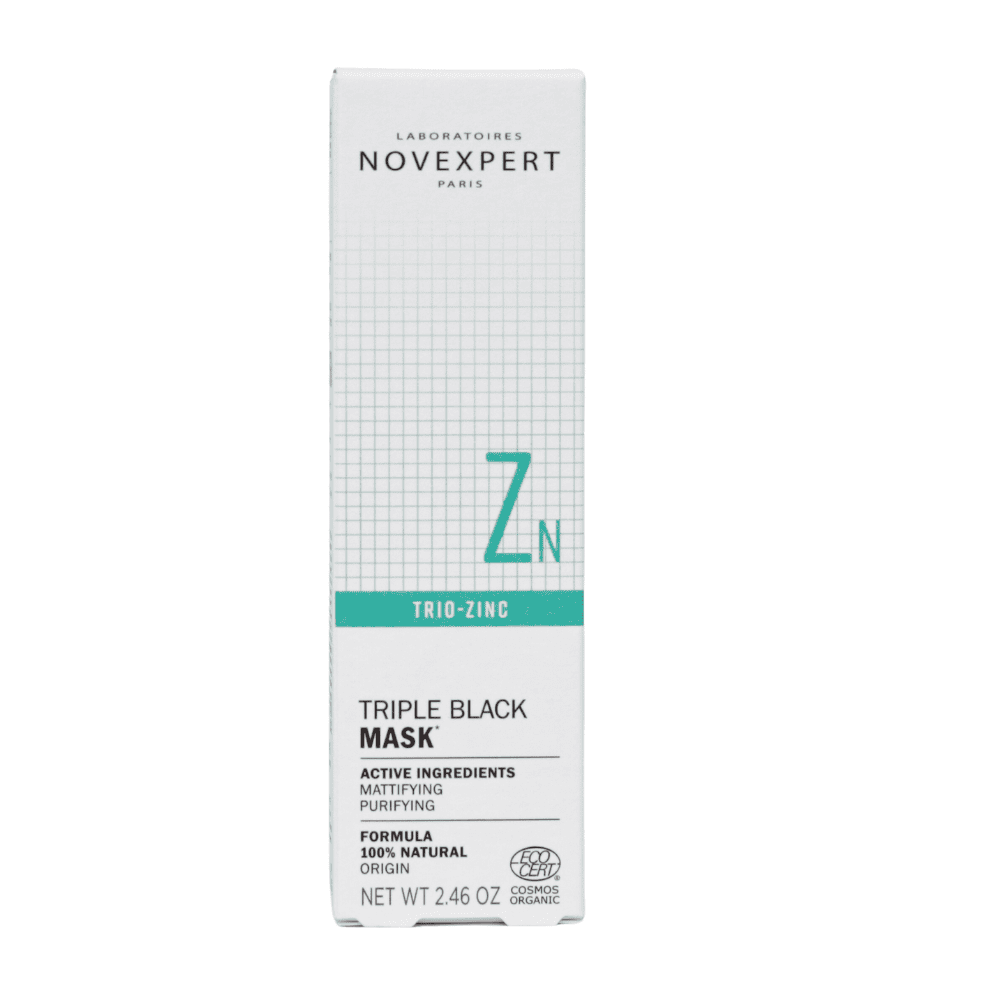 NOVEXPERT trejopo poveikio juoda, valomoji kaukė veidui su Trio-Zink kompleksu, 70 g