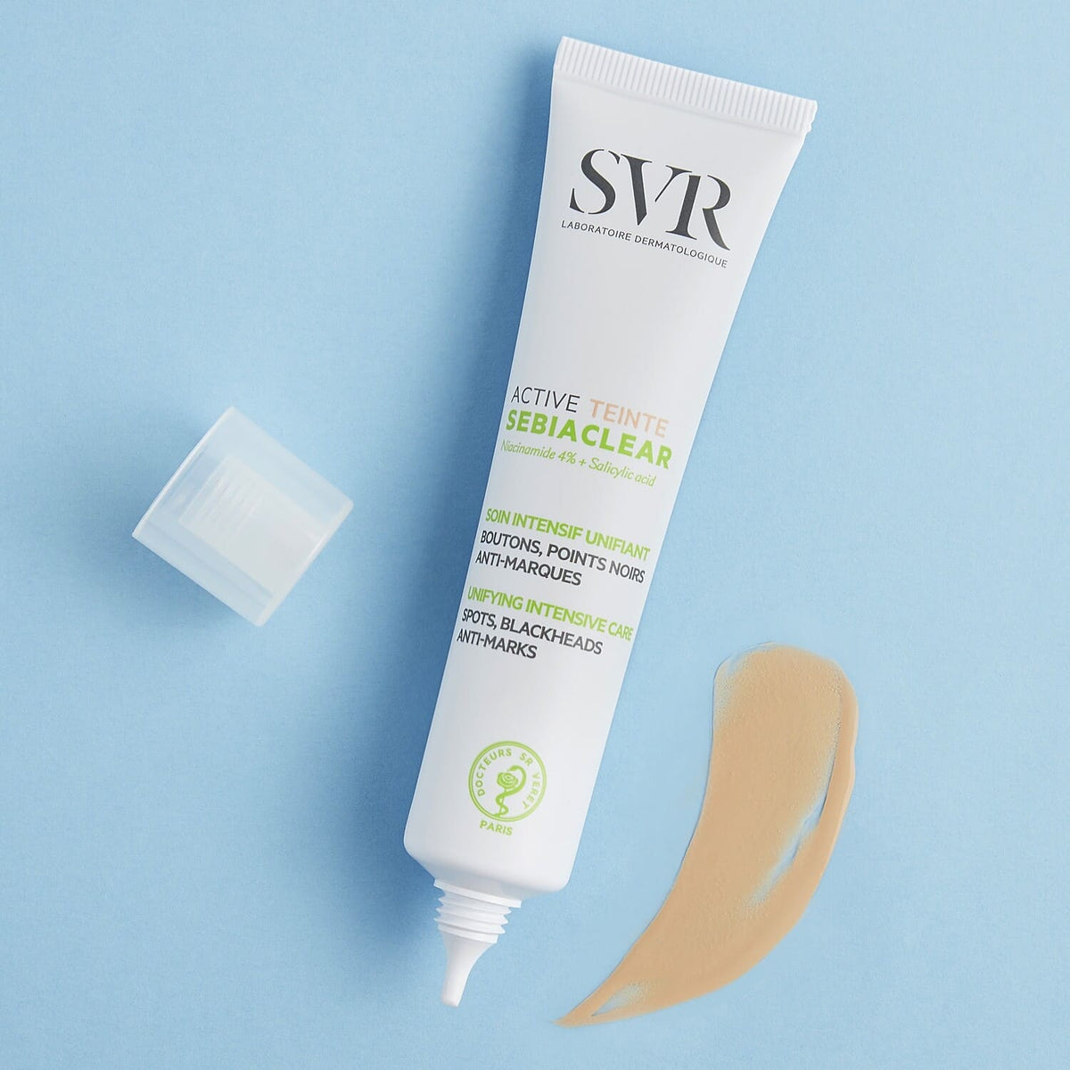 SVR veido kremas su atspalviu riebiai, probleminei odai SEBIACLEAR ACTIVE TEINTE, 40 ml