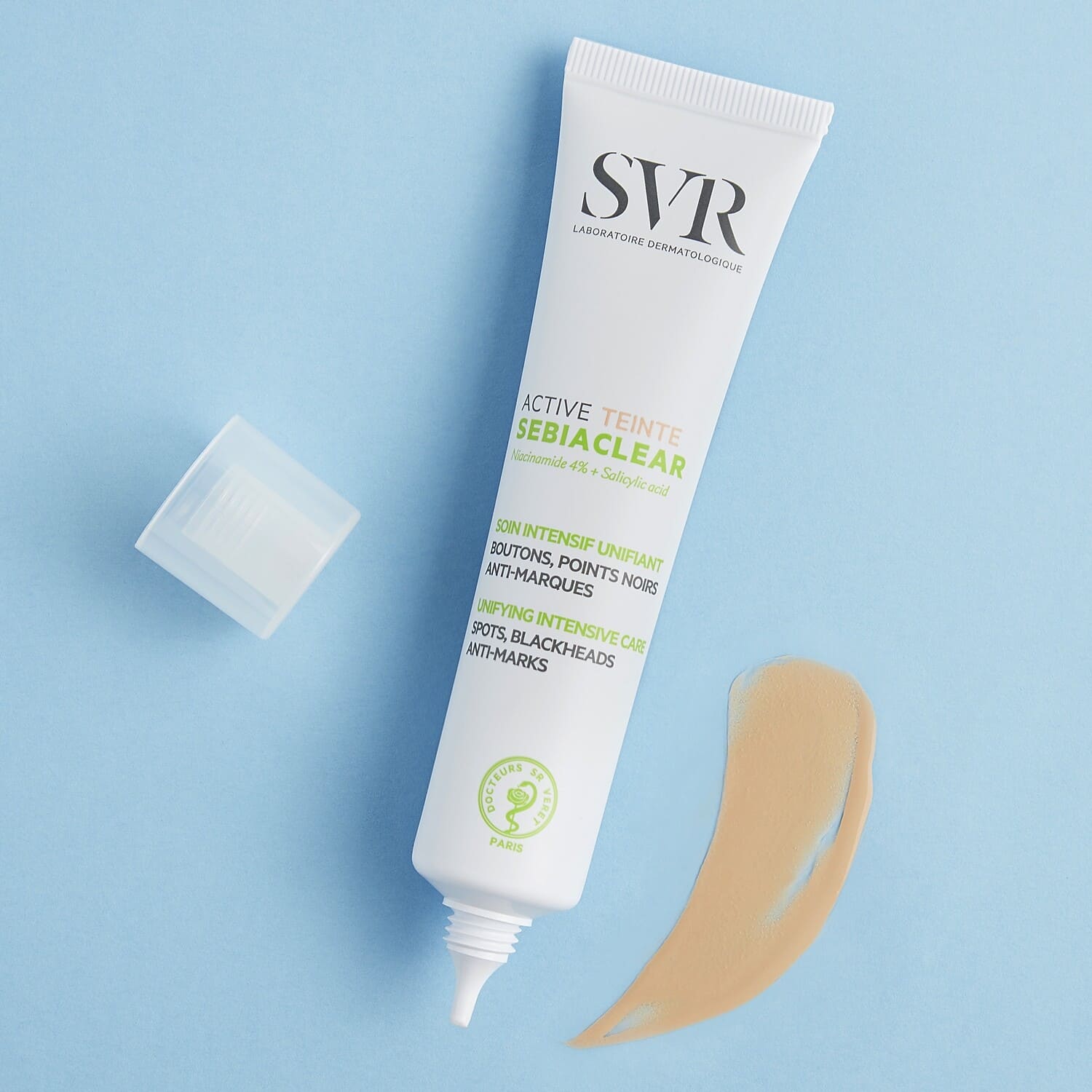 SVR veido kremas su atspalviu riebiai, probleminei odai SEBIACLEAR ACTIVE TEINTE, 40 ml