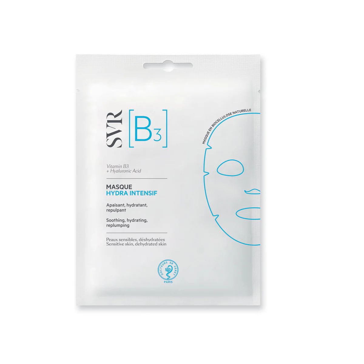 SVR lakštinė veido kaukė sausai, sudirgusiai odai [B3] INTENSIVE HYDRA MASK, 1 vnt