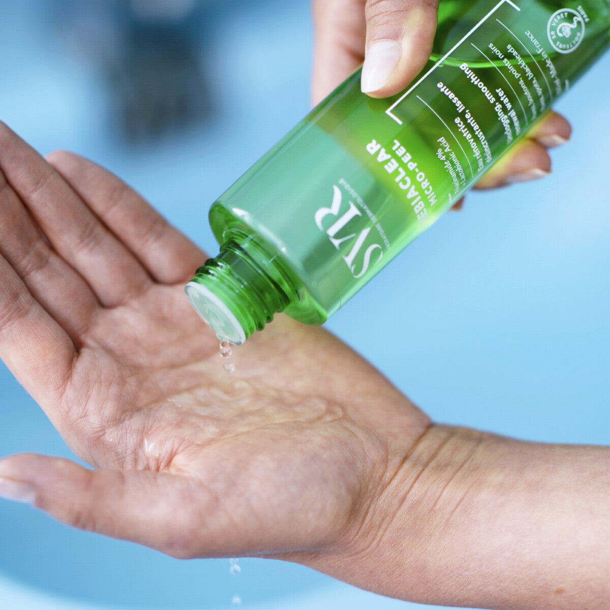 SVR šveičiamasis veido losjonas probleminei, į aknę linkusiai odai SEBIACLEAR MICRO-PEEL, 150 ml