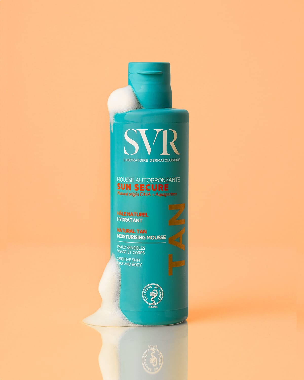 SVR savaiminio įdegio putos jautriai odai SUN SECURE MOUSE AUTOBRONZANTE, 150 ml