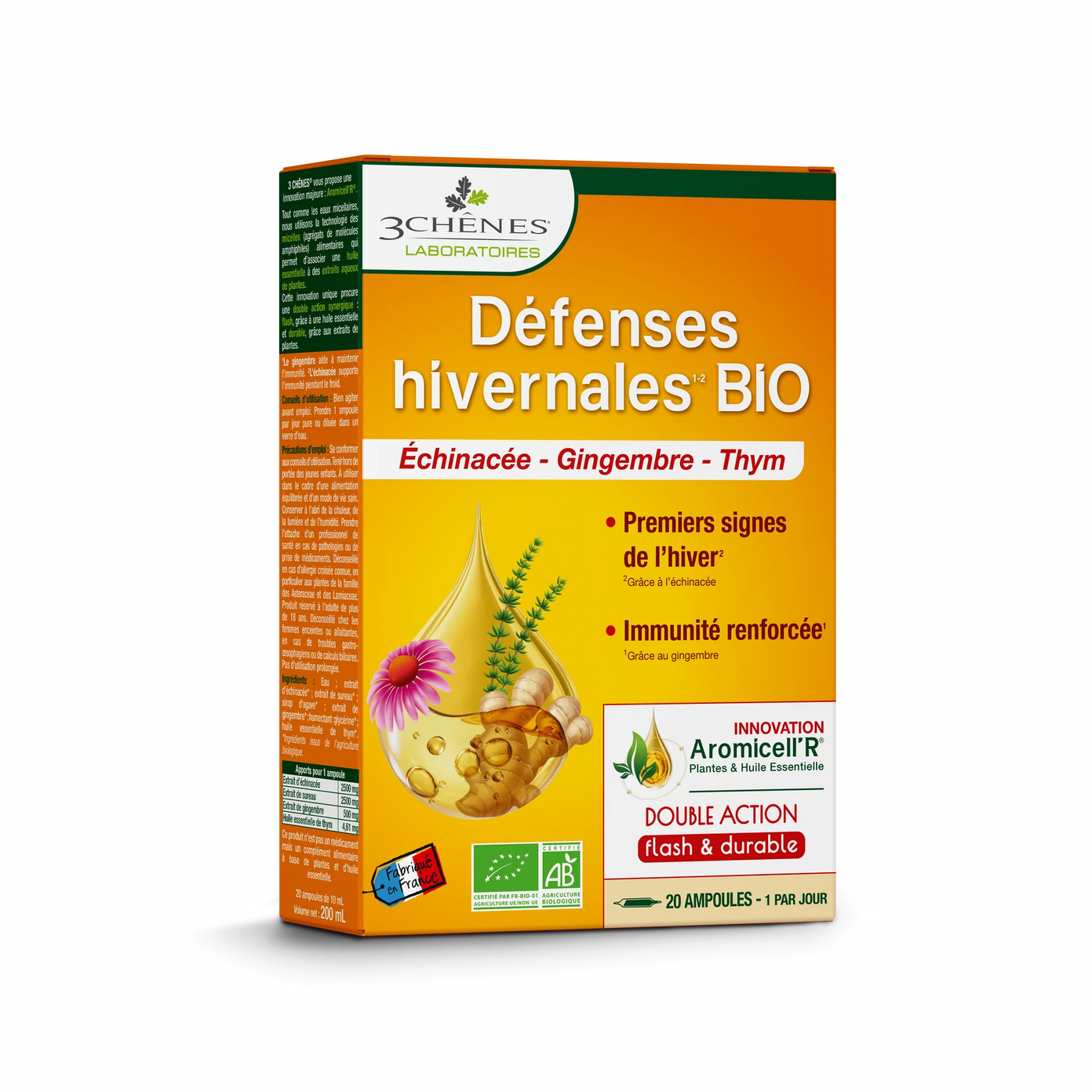 3C PHARMA DEFENCES BIO imunitetui kvėpavimo takams geriamas tirpalas 10ml ampulės N20