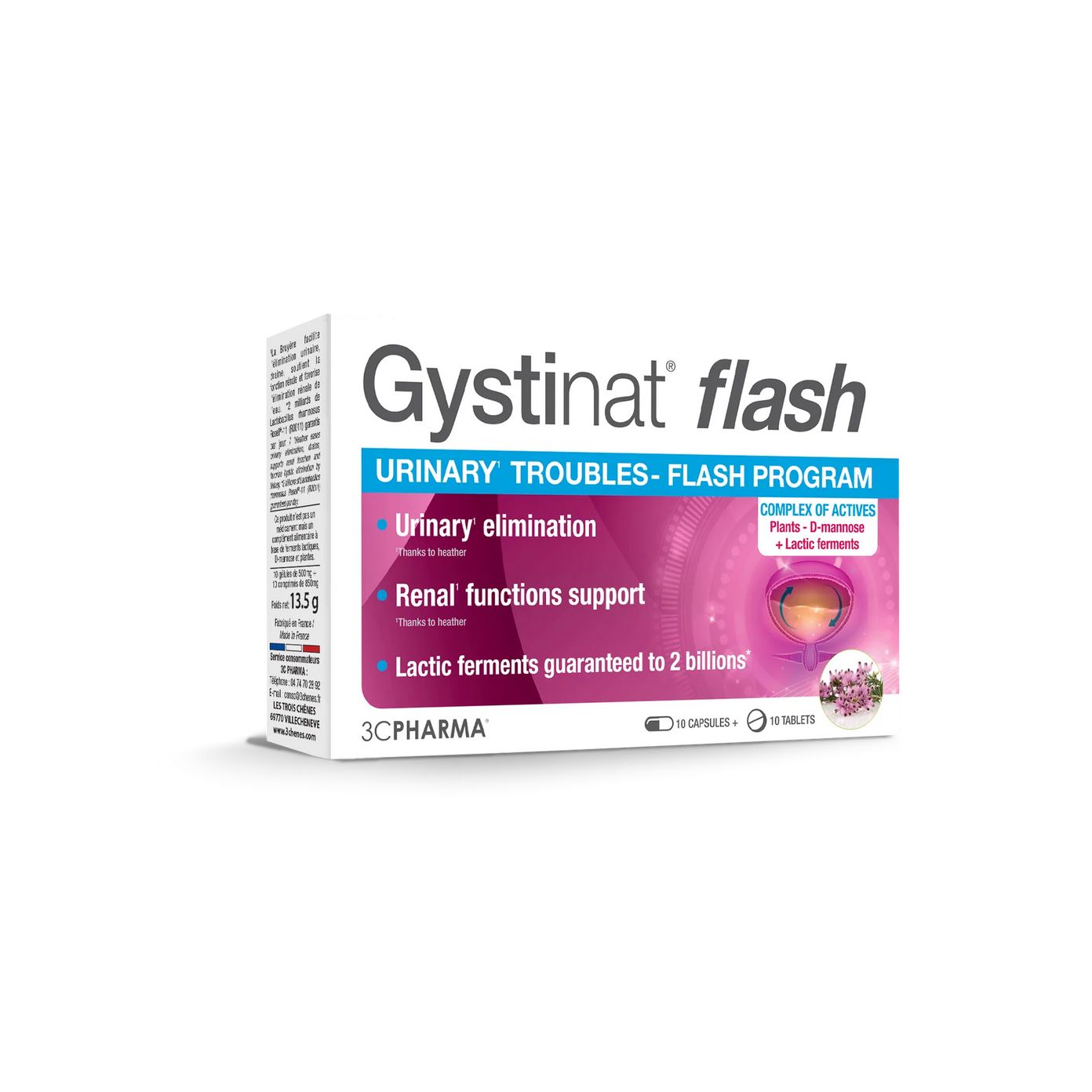 3C PHARMA GYSTINAT FLASH šlapimo sistemos komfortui 10 tablečių + 10 kapsulių