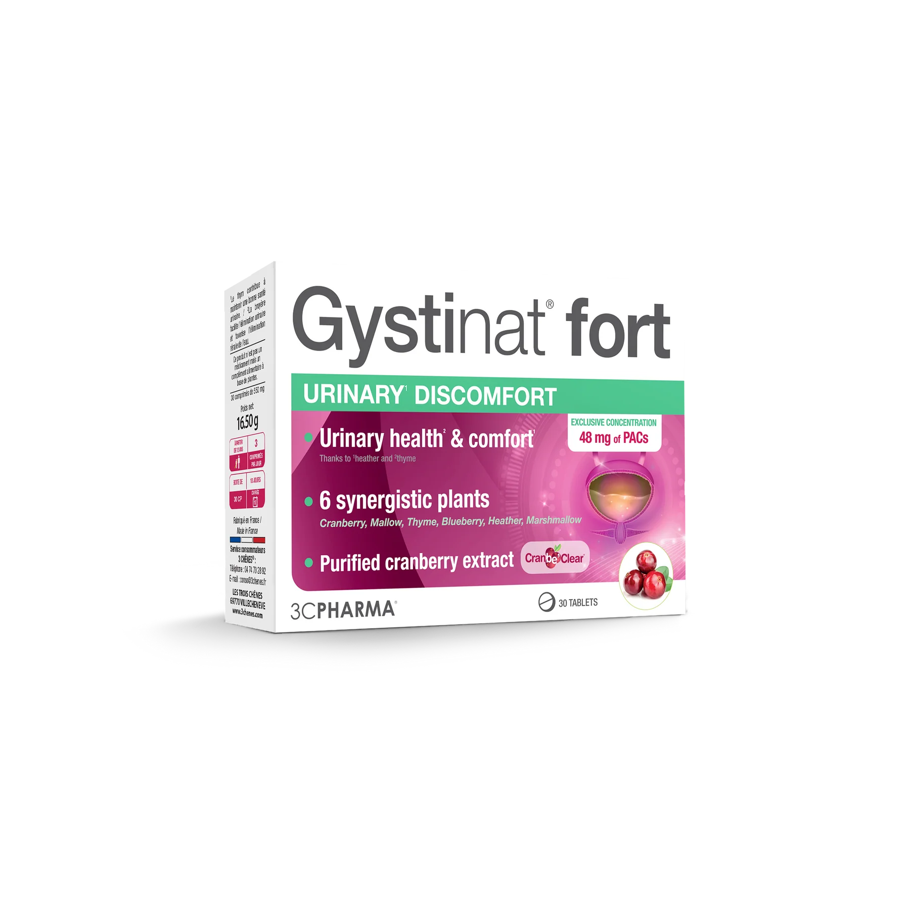 3C PHARMA GYSTINAT FORT šlapimo sistemos komfortui 30 tablečių