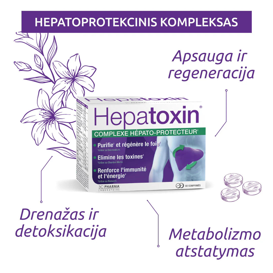3C PHARMA HEPATOXIN kompleksas kepenims 60 tablečių