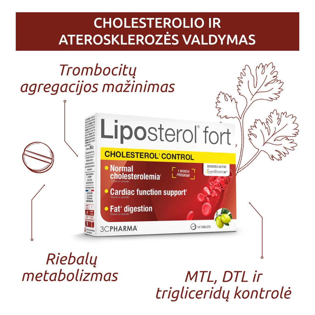 3C PHARMA LIPOSTEROL FORT cholesteroliui 30 tablečių