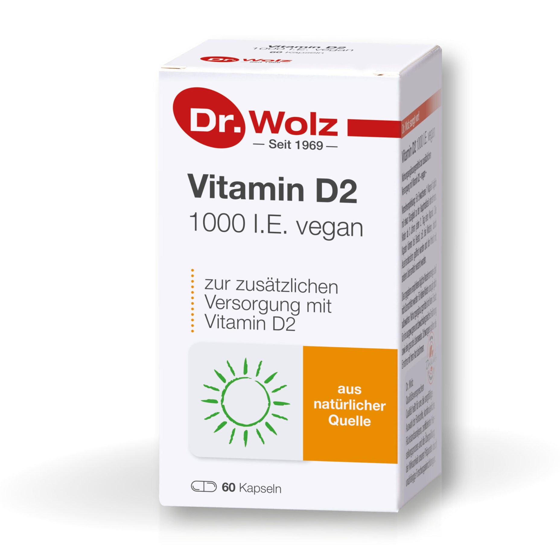 DR. WOLZ,  Vitamin D2 1000 I.E. vegan, 60 kapsulių