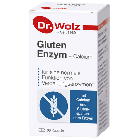 DR. WOLZ Gluten Enzym + Calcium, 60 kapsulių