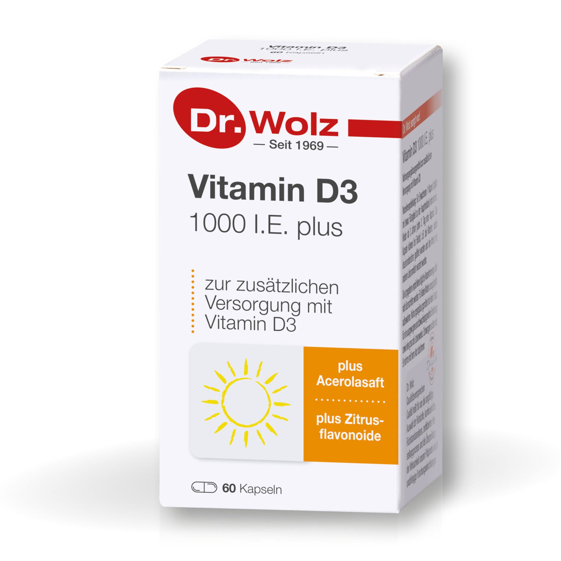 DR. WOLZ, Vitamin D3 1000 I.E.plus, 60 kapsulių