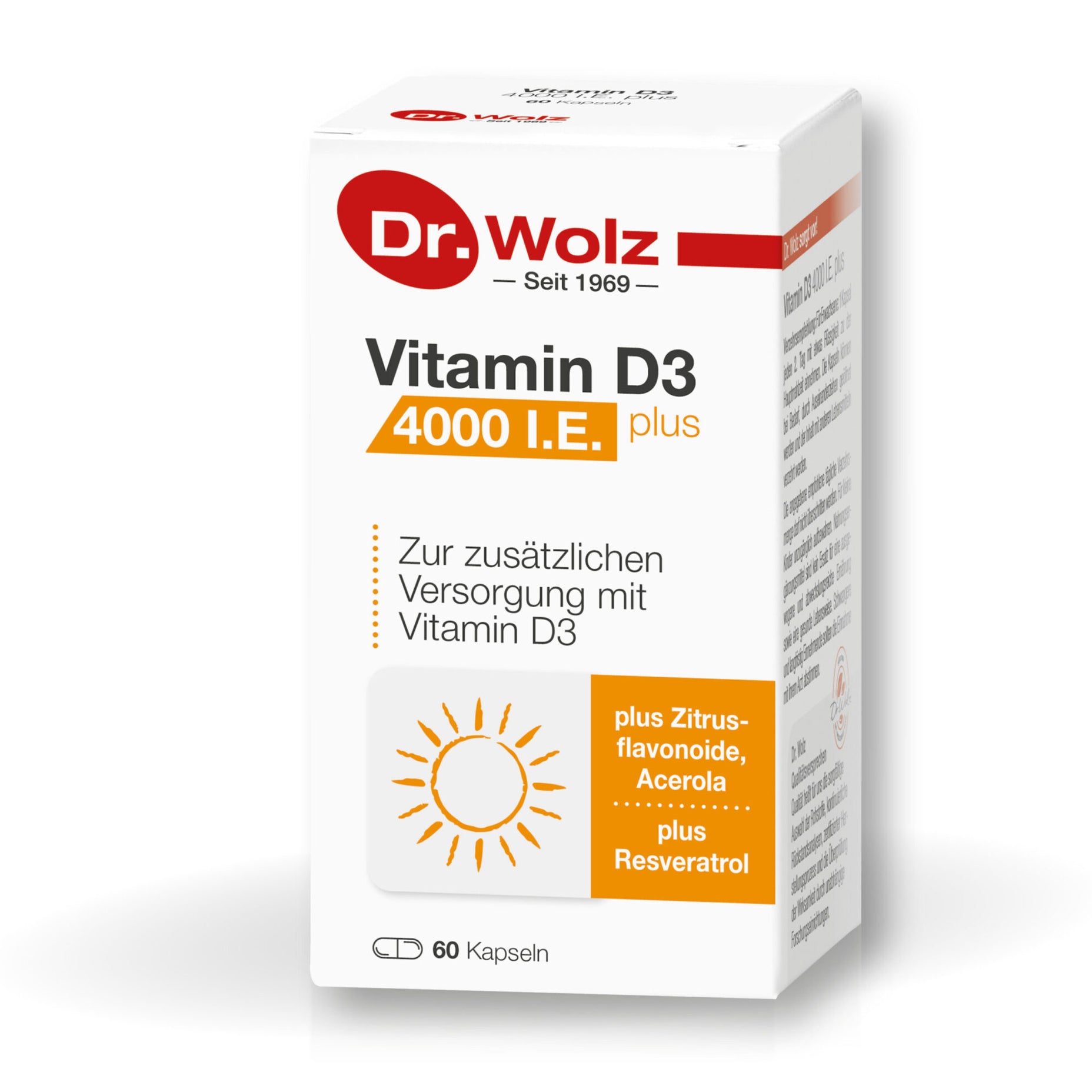 DR. WOLZ,  Vitamin D3 4000 I.E. plus, 60 kapsulių