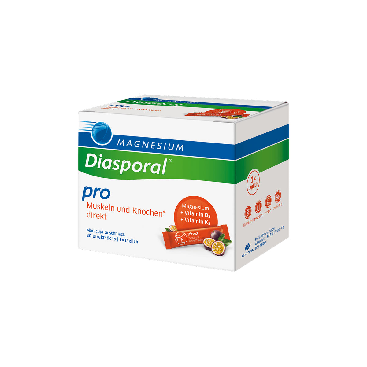 MAGNESIUM DIASPORAL maisto papildas granulėmis D3 + K2 DIREKT, 30 pake ...