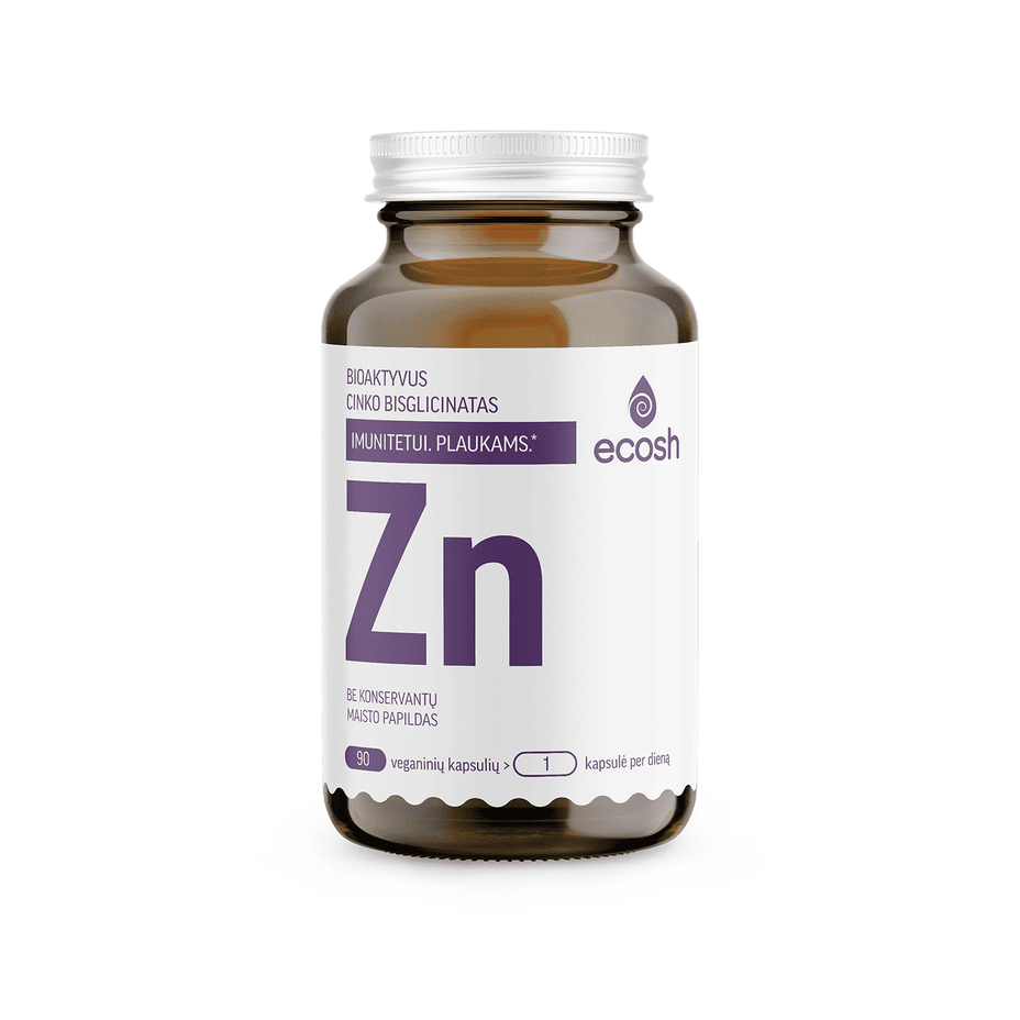 ECOSH bioaktyvus Cinkas, bisglicinatas 25mg, 90 kapsulių