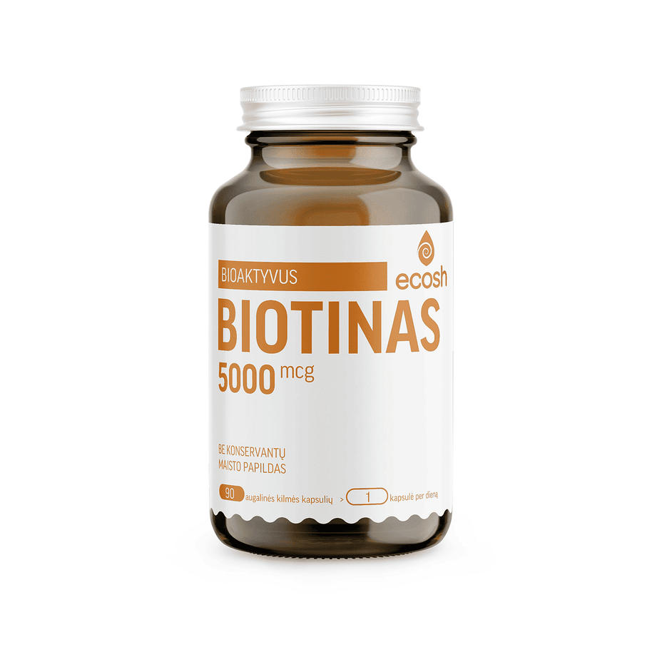 ECOSH bioaktyvus Biotinas, 5000µg, 90 kapsulių